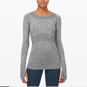 Lululemon Swiftly Tech Long Sleeve Shirt 2.0 Heathered Gray Slate/White Size 6